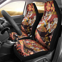 Japanese Hawaiian Crane Car Seat Cover Yellow Ochre Tapa Patchwork Pattern LT9 - Polynesian Pride