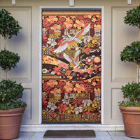 Japanese Hawaiian Crane Door Cover Yellow Ochre Tapa Patchwork Pattern