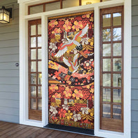 Japanese Hawaiian Crane Door Cover Yellow Ochre Tapa Patchwork Pattern