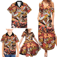 Japanese Hawaiian Crane Family Matching Summer Maxi Dress and Hawaiian Shirt Yellow Ochre Tapa Patchwork Pattern LT9 - Polynesian Pride