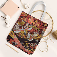 Japanese Hawaiian Crane Tote Bag Yellow Ochre Tapa Patchwork Pattern