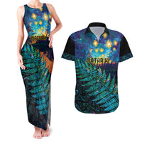 Matariki Te Tau Hou Maori Couples Matching Tank Maxi Dress and Hawaiian Shirt New Zealand Silver Fern Night Starry Sky LT9 Black - Polynesian Pride
