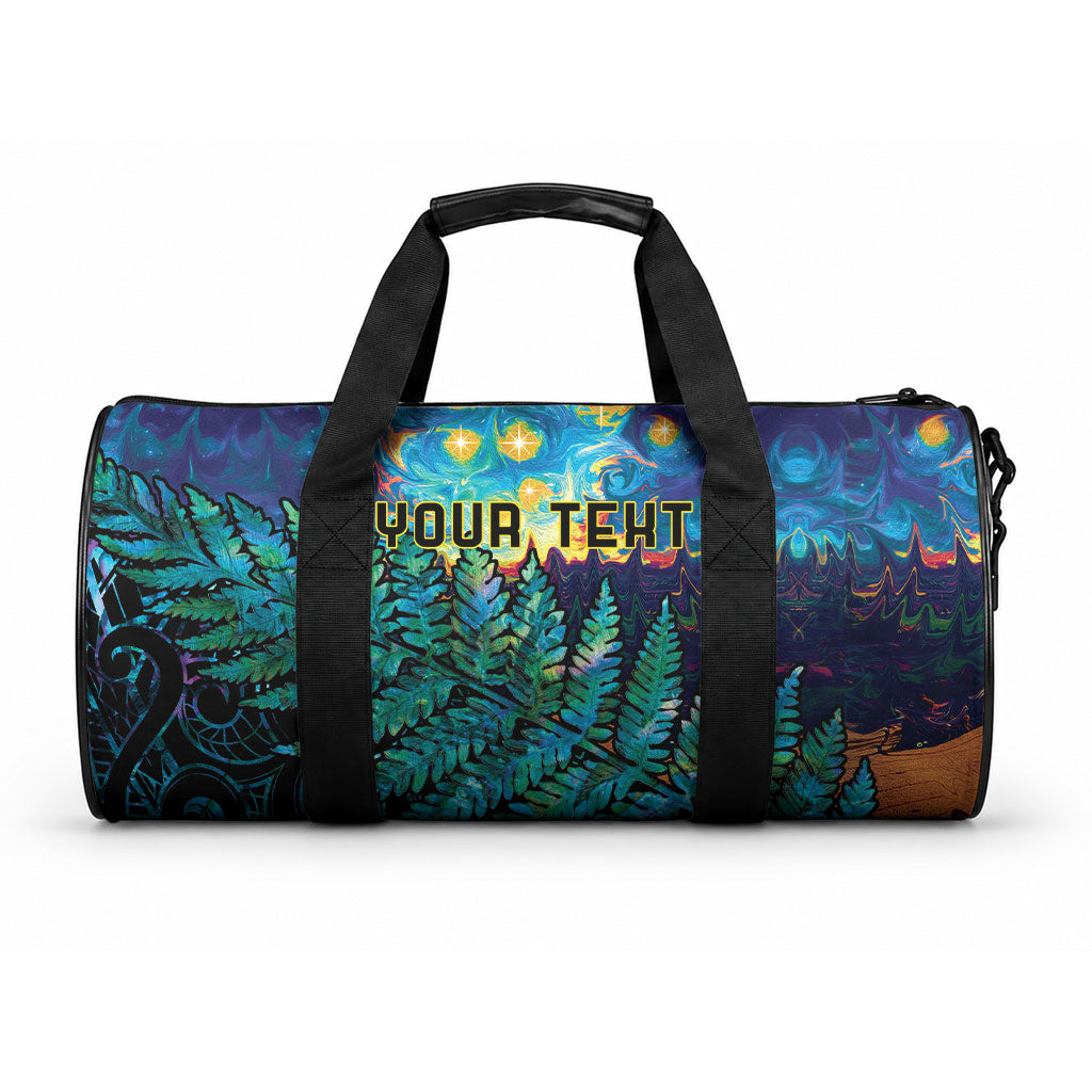 Matariki Te Tau Hou Maori Personalised Duffle Bag New Zealand Silver Fern Night Starry Sky LT9 One size Black - Polynesian Pride