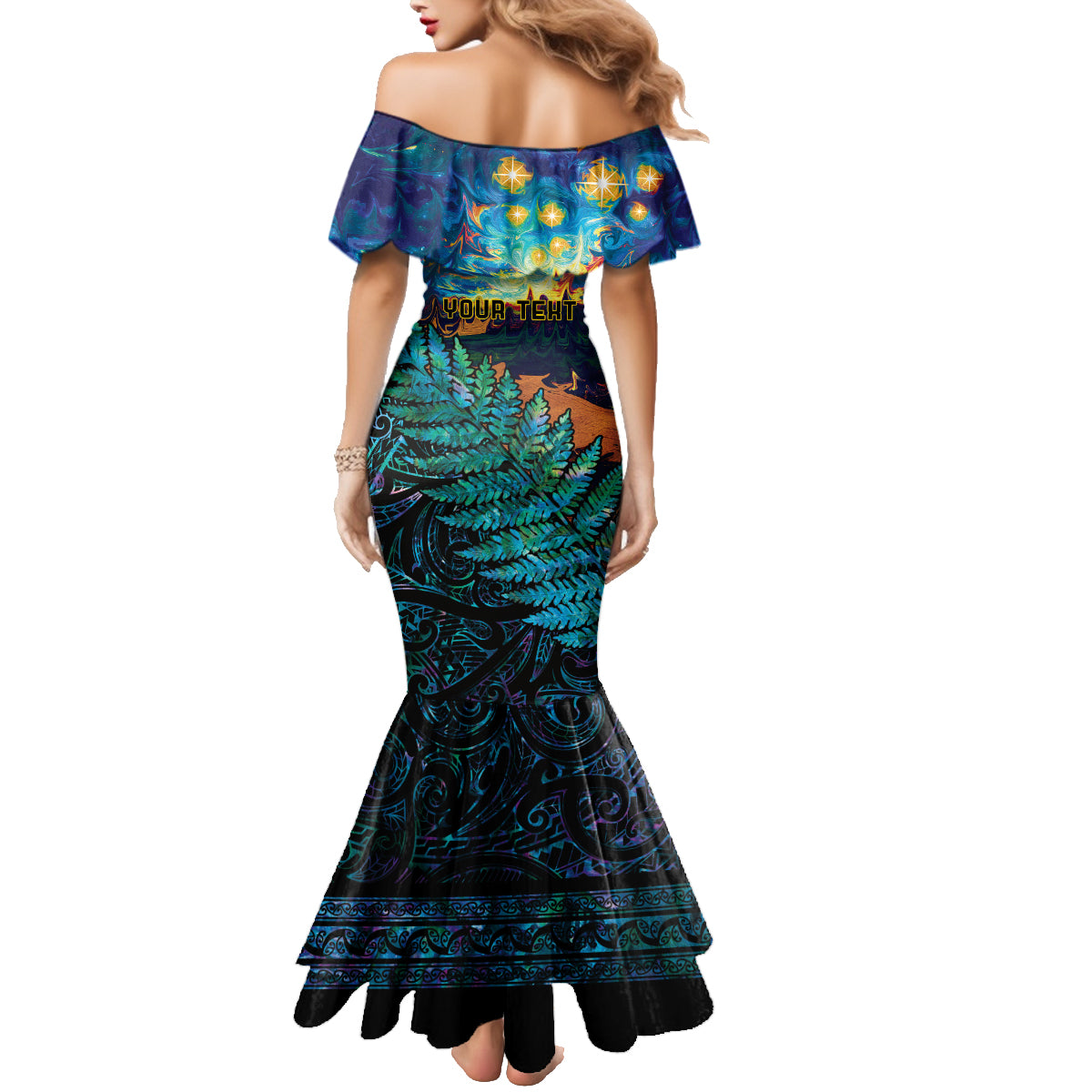 Matariki Te Tau Hou Maori Family Matching Mermaid Dress and Hawaiian Shirt New Zealand Silver Fern Night Starry Sky LT9 - Polynesian Pride
