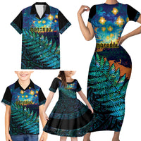 Matariki Te Tau Hou Maori Family Matching Short Sleeve Bodycon Dress and Hawaiian Shirt New Zealand Silver Fern Night Starry Sky LT9 - Polynesian Pride