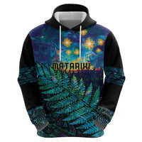Matariki Te Tau Hou Maori Hoodie New Zealand Silver Fern Night Starry Sky LT9 - Polynesian Pride