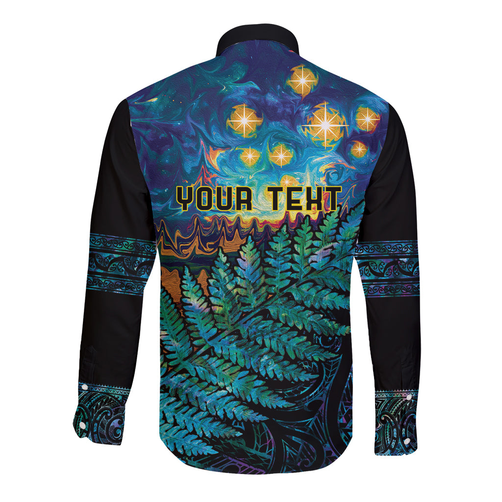 Matariki Te Tau Hou Maori Long Sleeve Button Shirt New Zealand Silver Fern Night Starry Sky LT9 - Polynesian Pride