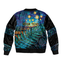 Matariki Te Tau Hou Maori Sleeve Zip Bomber Jacket New Zealand Silver Fern Night Starry Sky LT9 - Polynesian Pride