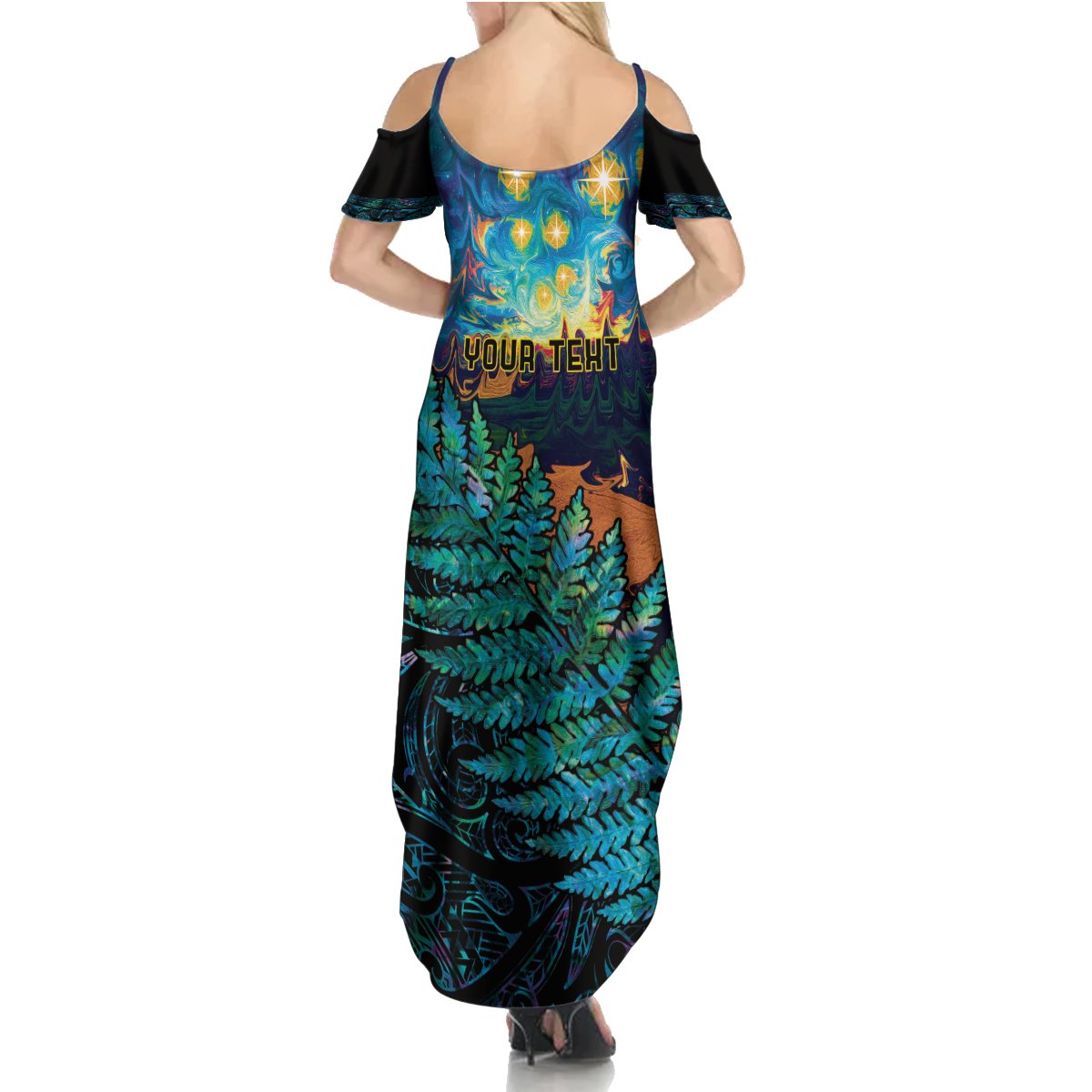 Matariki Te Tau Hou Maori Summer Maxi Dress New Zealand Silver Fern Night Starry Sky LT9 - Polynesian Pride