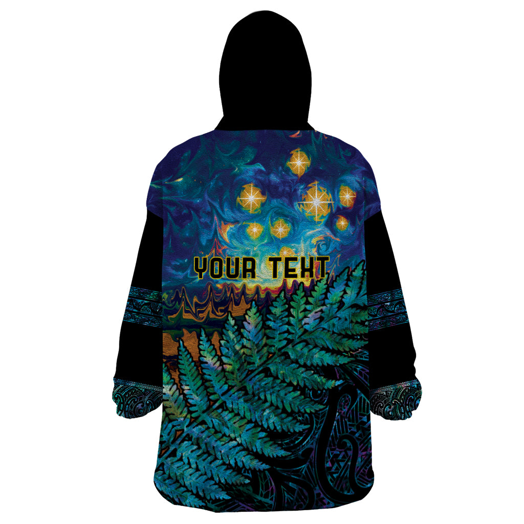 Matariki Te Tau Hou Maori Wearable Blanket Hoodie New Zealand Silver Fern Night Starry Sky LT9 - Polynesian Pride