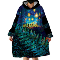 Matariki Te Tau Hou Maori Wearable Blanket Hoodie New Zealand Silver Fern Night Starry Sky LT9 - Polynesian Pride