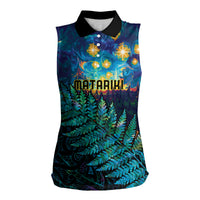 Matariki Te Tau Hou Maori Women Sleeveless Polo Shirt New Zealand Silver Fern Night Starry Sky LT9 Female Black - Polynesian Pride