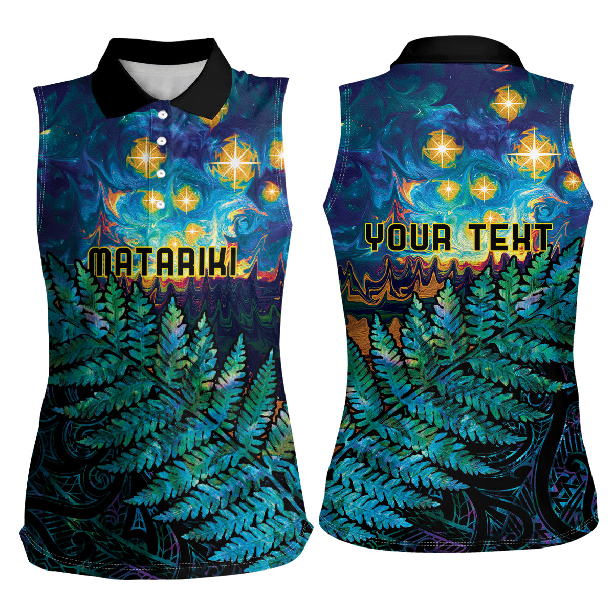 Matariki Te Tau Hou Maori Women Sleeveless Polo Shirt New Zealand Silver Fern Night Starry Sky LT9 - Polynesian Pride