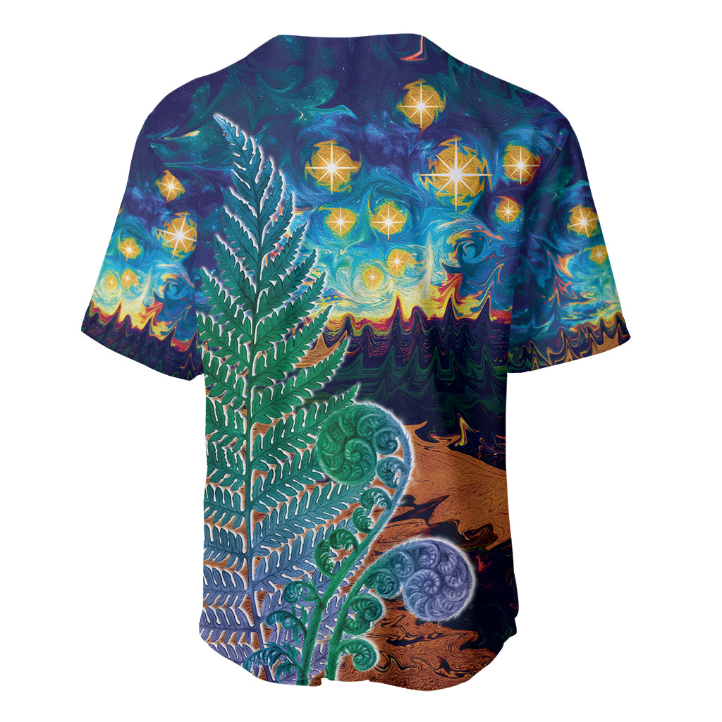 Personalised New Zealand Matariki Art Star Baseball Jersey Koru Fern Night Starry Sky LT9 - Polynesian Pride