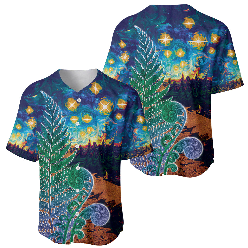 Personalised New Zealand Matariki Art Star Baseball Jersey Koru Fern Night Starry Sky LT9 - Polynesian Pride