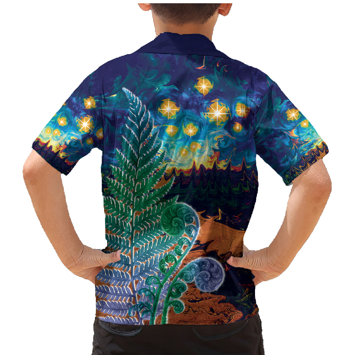 Personalised New Zealand Matariki Art Star Family Matching Mermaid Dress and Hawaiian Shirt Koru Fern Night Starry Sky LT9 - Polynesian Pride