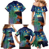 Personalised New Zealand Matariki Art Star Family Matching Mermaid Dress and Hawaiian Shirt Koru Fern Night Starry Sky LT9 - Polynesian Pride