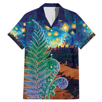 Personalised New Zealand Matariki Art Star Family Matching Mermaid Dress and Hawaiian Shirt Koru Fern Night Starry Sky LT9 Dad's Shirt - Short Sleeve Black - Polynesian Pride