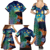 Personalised New Zealand Matariki Art Star Family Matching Summer Maxi Dress and Hawaiian Shirt Koru Fern Night Starry Sky LT9 - Polynesian Pride