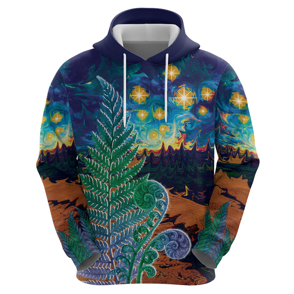Personalised New Zealand Matariki Art Star Hoodie Koru Fern Night Starry Sky LT9 - Polynesian Pride