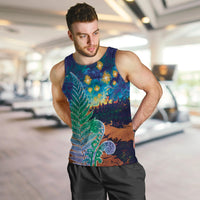 Personalised New Zealand Matariki Art Star Men Tank Top Koru Fern Night Starry Sky LT9 Black - Polynesian Pride