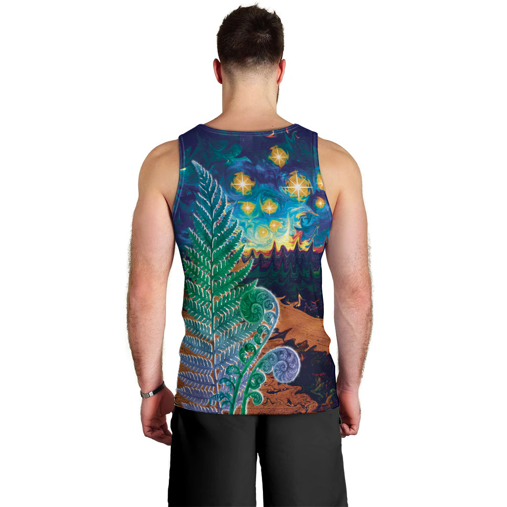 Personalised New Zealand Matariki Art Star Men Tank Top Koru Fern Night Starry Sky LT9 - Polynesian Pride