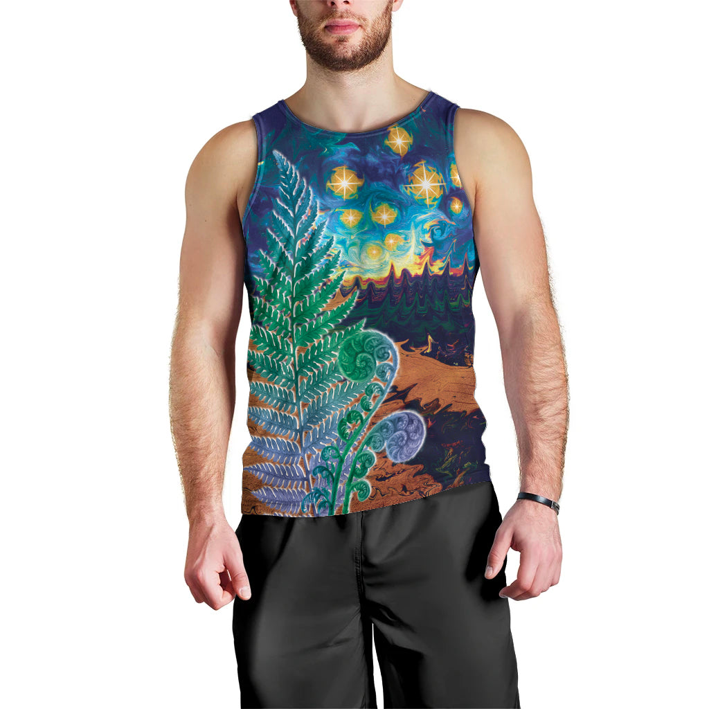 Personalised New Zealand Matariki Art Star Men Tank Top Koru Fern Night Starry Sky LT9 - Polynesian Pride