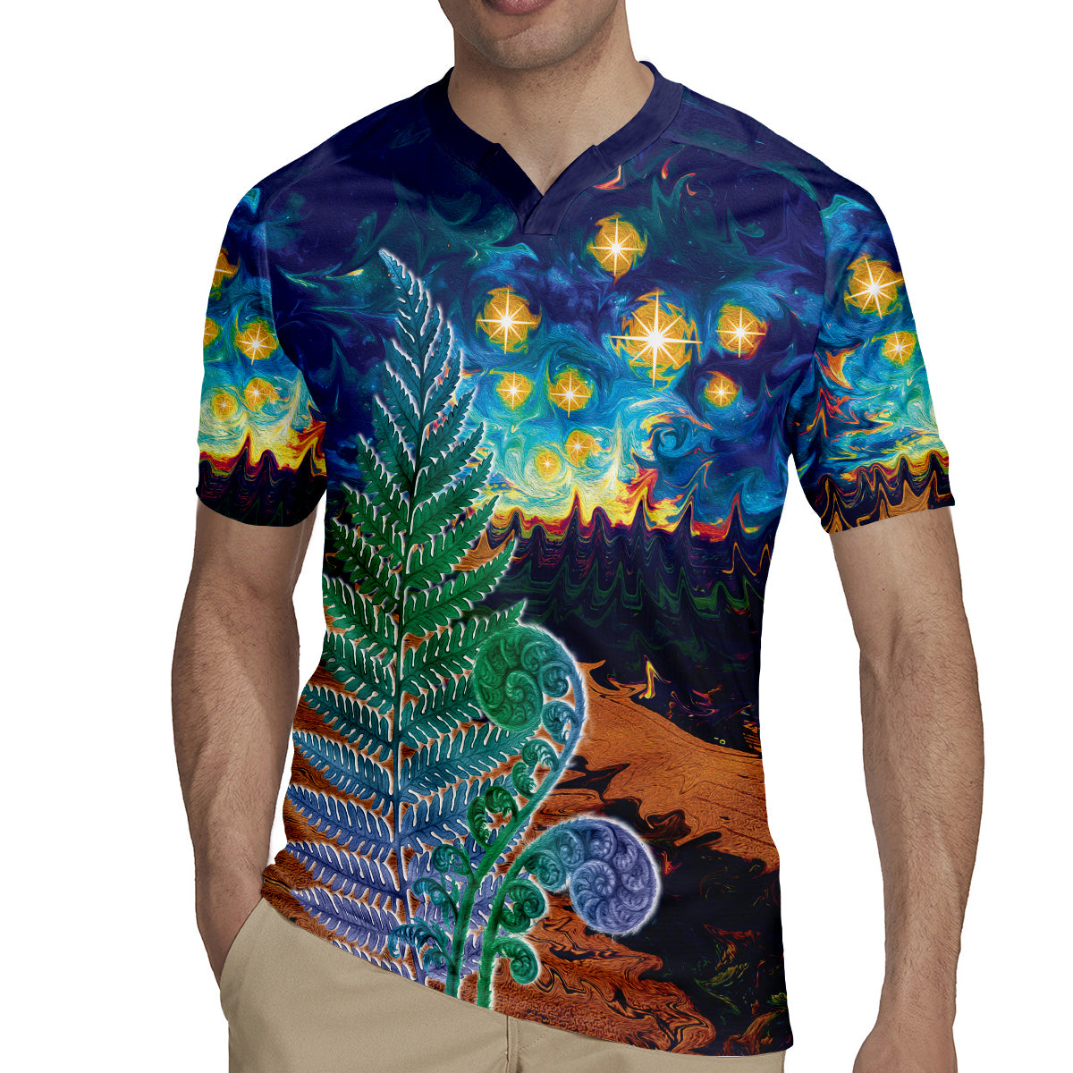 Personalised New Zealand Matariki Art Star Rugby Jersey Koru Fern Night Starry Sky LT9 - Polynesian Pride