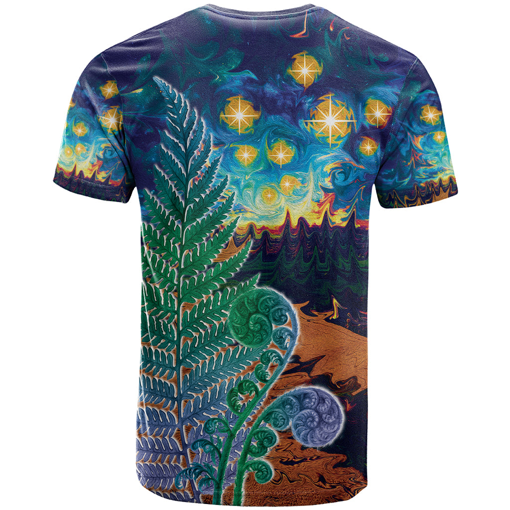Personalised New Zealand Matariki Art Star T Shirt Koru Fern Night Starry Sky LT9 - Polynesian Pride