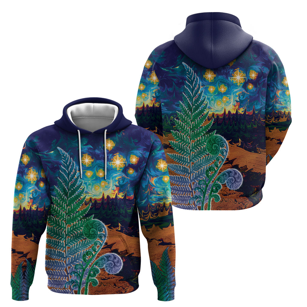 Personalised New Zealand Matariki Art Star Zip Hoodie Koru Fern Night Starry Sky LT9 - Polynesian Pride