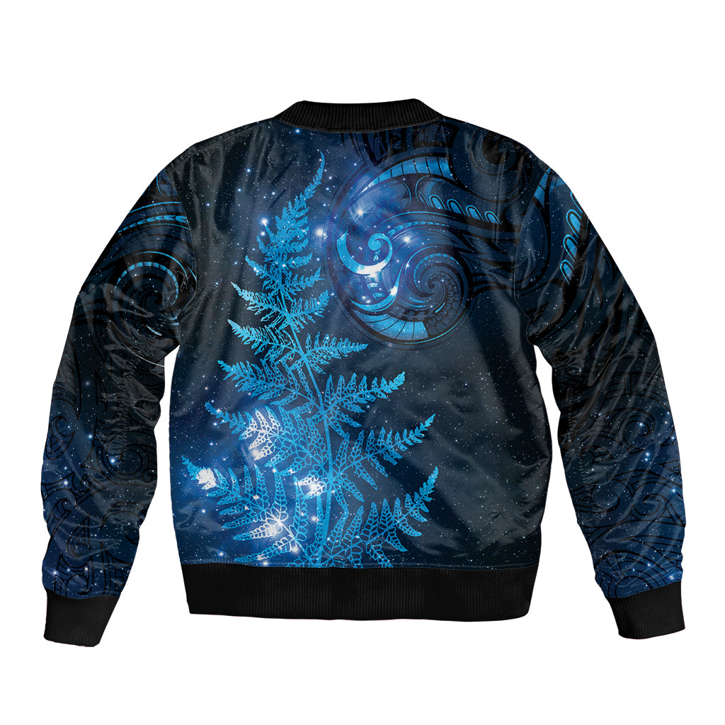 New Zealand Matariki Bomber Jacket Blue Milky Way Stars Night Sky LT9 - Polynesian Pride