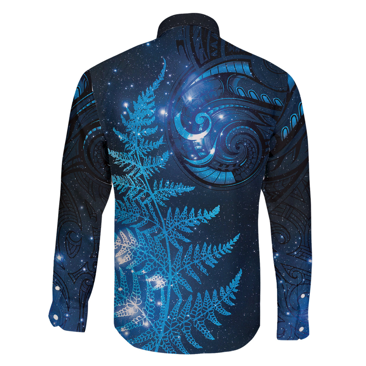 New Zealand Matariki Family Matching Off The Shoulder Long Sleeve Dress and Hawaiian Shirt Blue Milky Way Stars Night Sky LT9 - Polynesian Pride