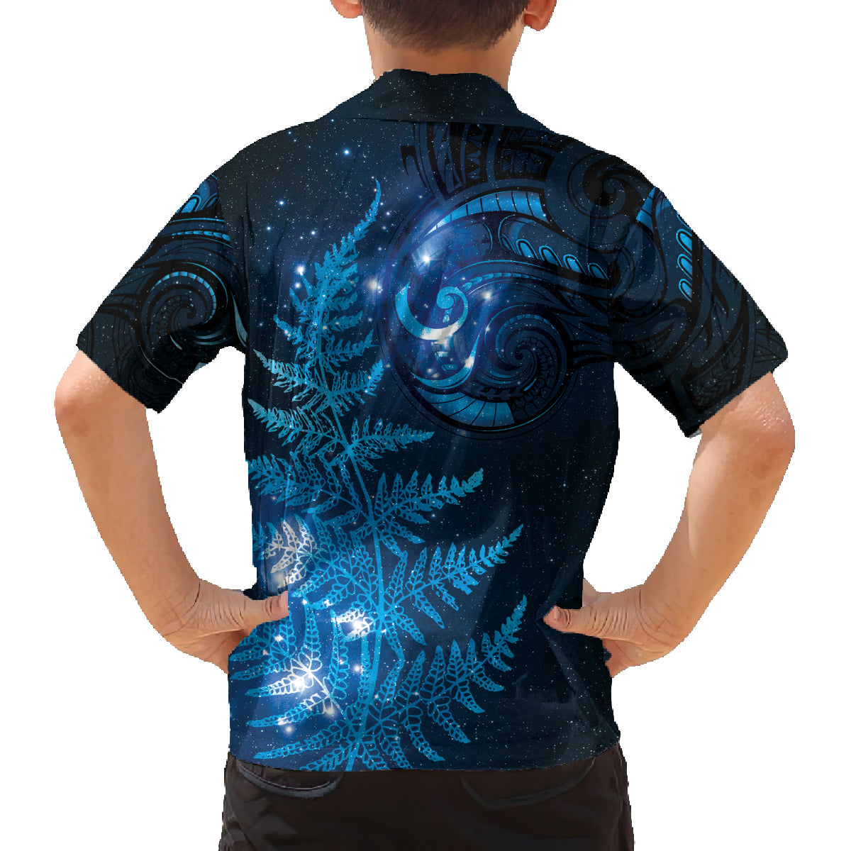 New Zealand Matariki Family Matching Puletasi and Hawaiian Shirt Blue Milky Way Stars Night Sky LT9 - Polynesian Pride