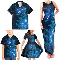 New Zealand Matariki Family Matching Tank Maxi Dress and Hawaiian Shirt Blue Milky Way Stars Night Sky LT9 - Polynesian Pride