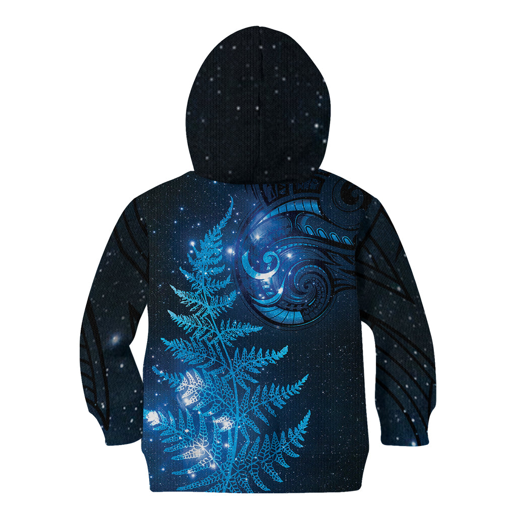New Zealand Matariki Kid Hoodie Blue Milky Way Stars Night Sky LT9 - Polynesian Pride