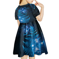 New Zealand Matariki Kid Short Sleeve Dress Blue Milky Way Stars Night Sky LT9 - Polynesian Pride