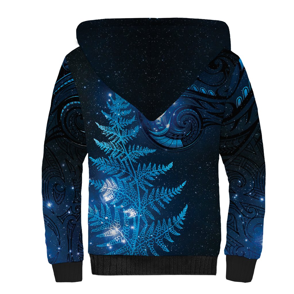 New Zealand Matariki Sherpa Hoodie Blue Milky Way Stars Night Sky LT9 - Polynesian Pride