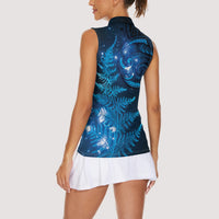 New Zealand Matariki Women Sleeveless Polo Shirt Blue Milky Way Stars Night Sky LT9 - Polynesian Pride