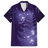 New Zealand Matariki Family Matching Off The Shoulder Long Sleeve Dress and Hawaiian Shirt Purple Milky Way Stars Night Sky LT9 Dad's Shirt - Short Sleeve Purple - Polynesian Pride