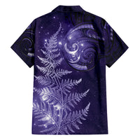 New Zealand Matariki Family Matching Off Shoulder Maxi Dress and Hawaiian Shirt Purple Milky Way Stars Night Sky LT9 - Polynesian Pride
