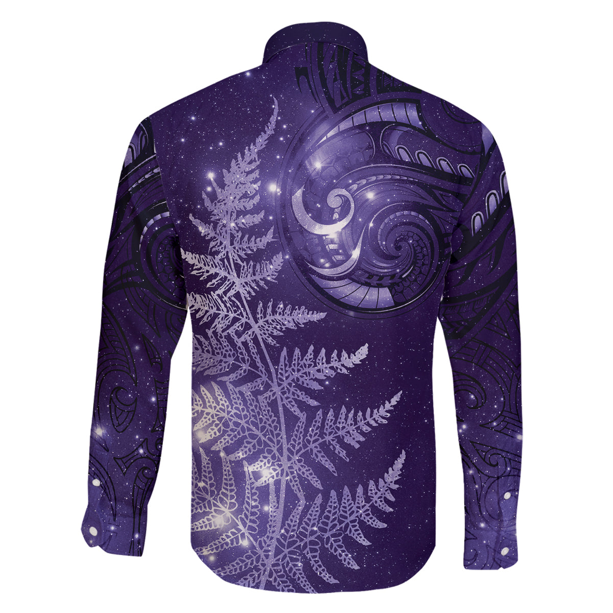 New Zealand Matariki Family Matching Off Shoulder Maxi Dress and Hawaiian Shirt Purple Milky Way Stars Night Sky LT9 - Polynesian Pride