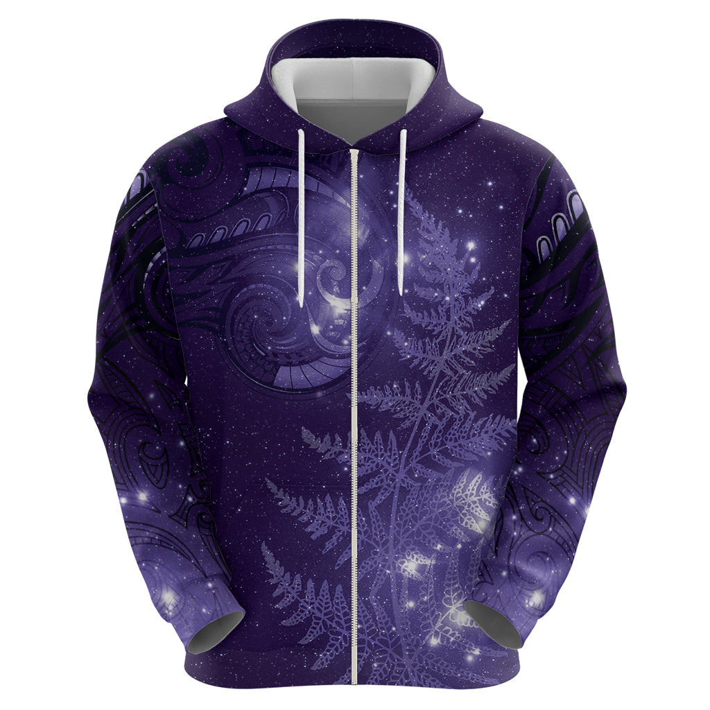 New Zealand Matariki Hoodie Purple Milky Way Stars Night Sky LT9 - Polynesian Pride
