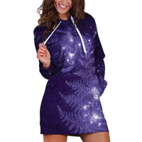 New Zealand Matariki Hoodie Dress Purple Milky Way Stars Night Sky LT9 Purple - Polynesian Pride