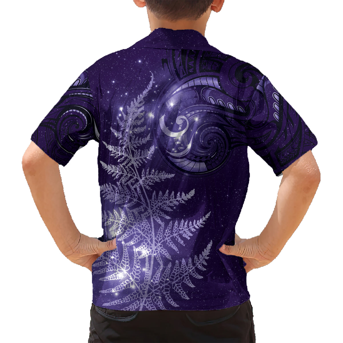 New Zealand Matariki Kid Hawaiian Shirt Purple Milky Way Stars Night Sky LT9 - Polynesian Pride