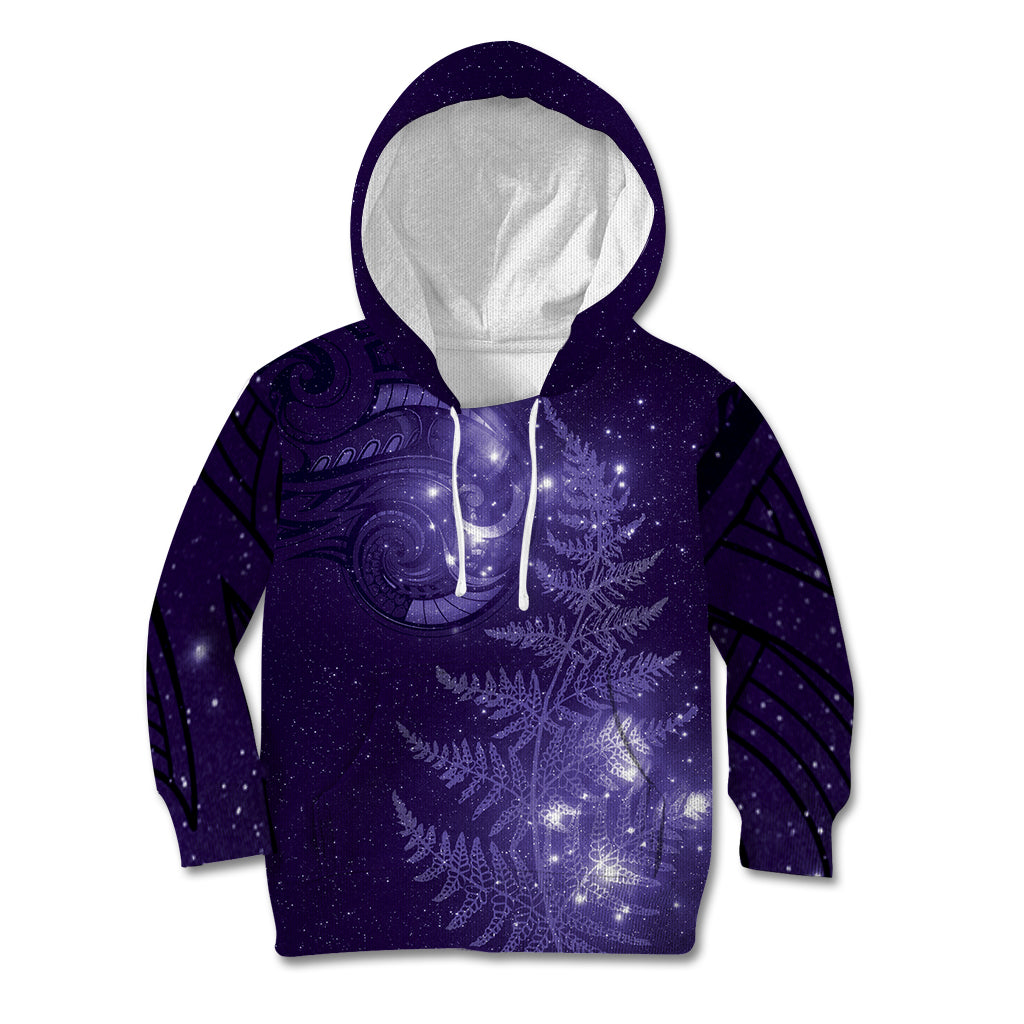 New Zealand Matariki Kid Hoodie Purple Milky Way Stars Night Sky LT9 Hoodie Purple - Polynesian Pride