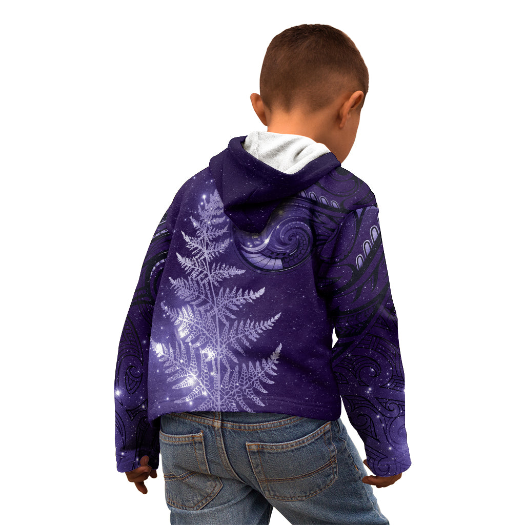 New Zealand Matariki Kid Hoodie Purple Milky Way Stars Night Sky LT9 - Polynesian Pride
