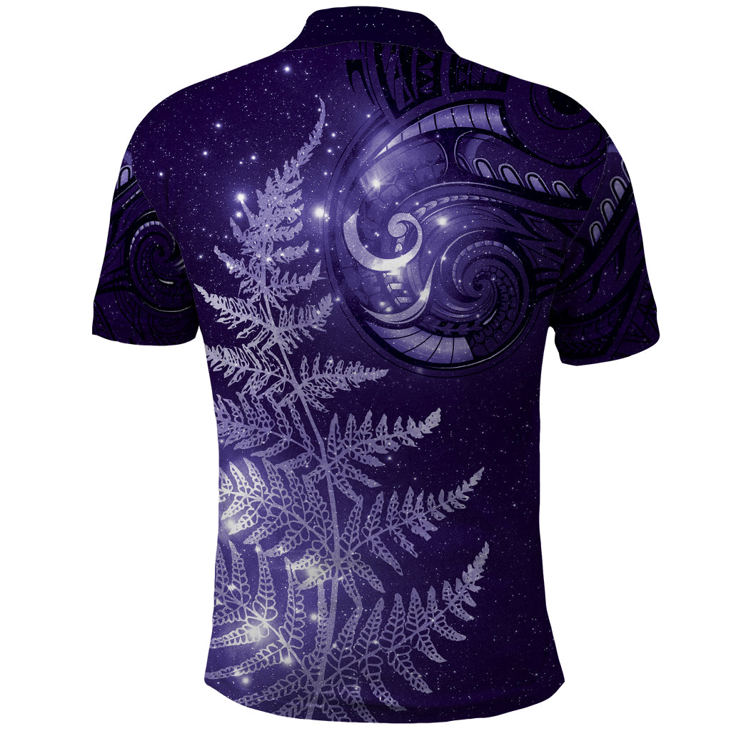 New Zealand Matariki Polo Shirt Purple Milky Way Stars Night Sky LT9 - Polynesian Pride