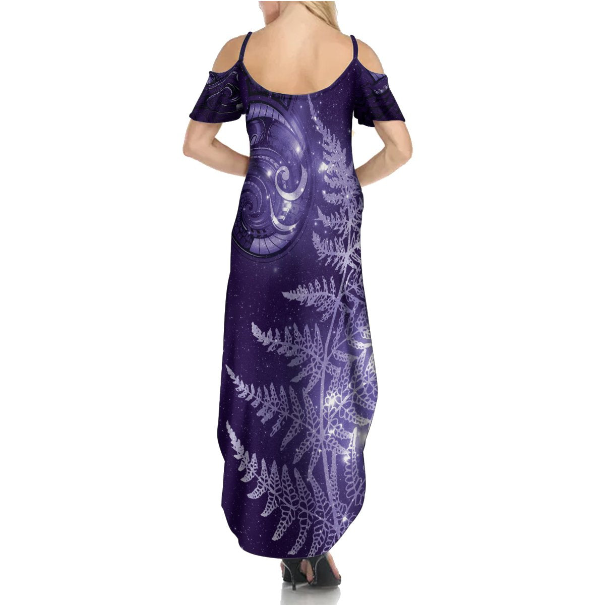New Zealand Matariki Summer Maxi Dress Purple Milky Way Stars Night Sky LT9 - Polynesian Pride