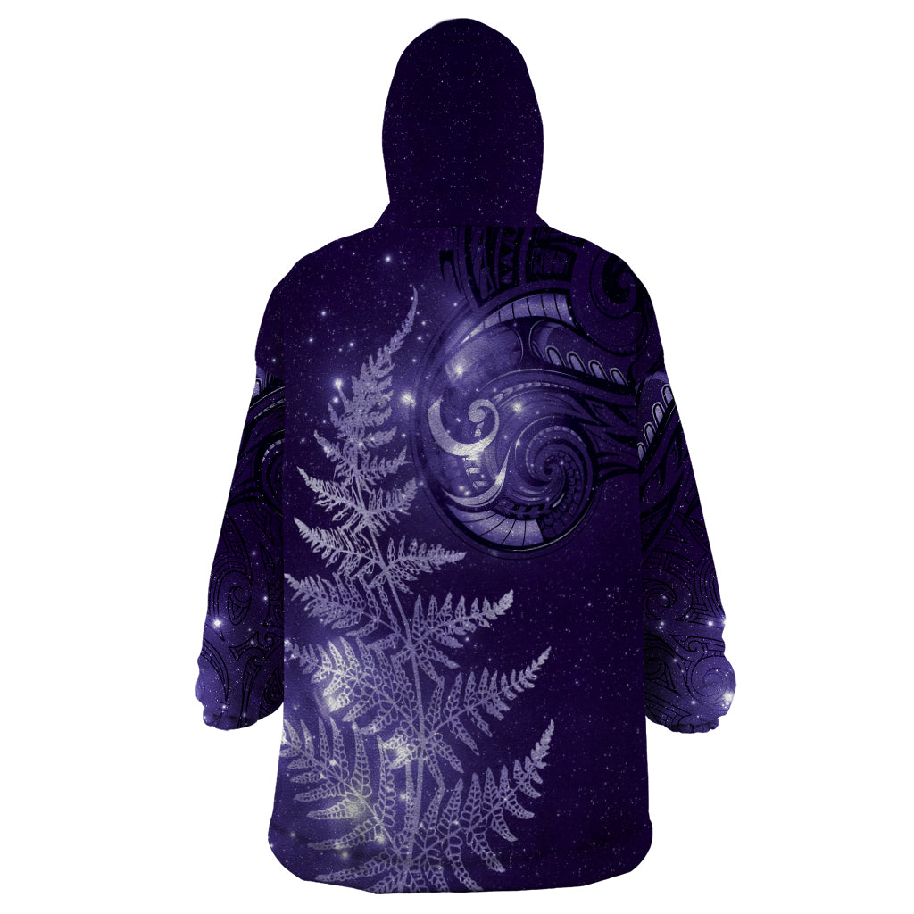 New Zealand Matariki Wearable Blanket Hoodie Purple Milky Way Stars Night Sky LT9 - Polynesian Pride