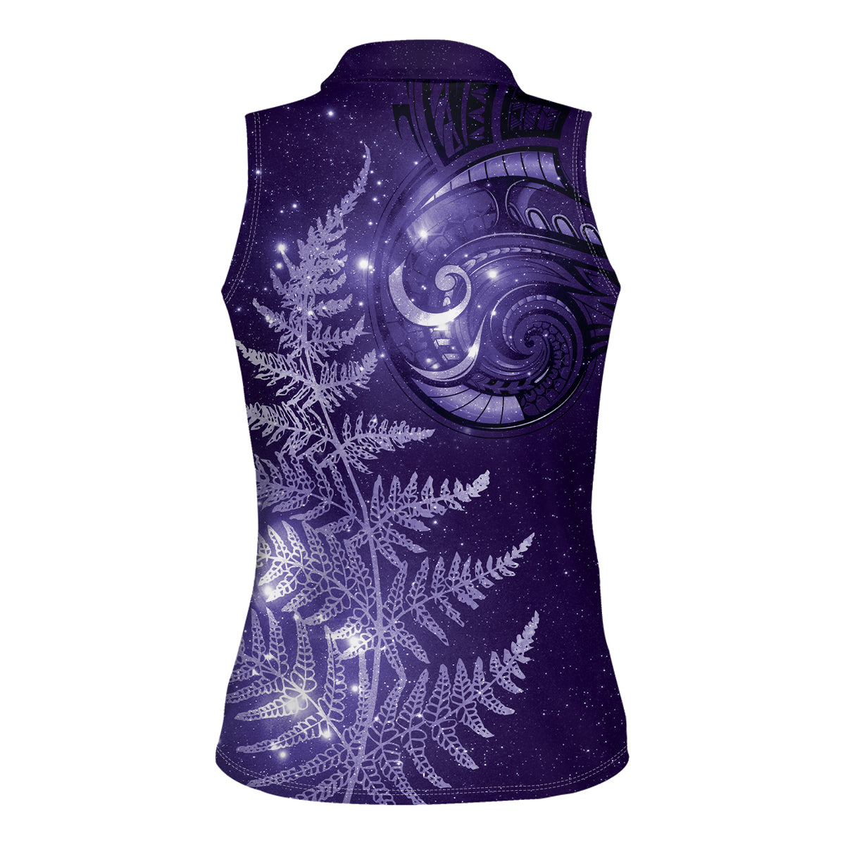 New Zealand Matariki Women Sleeveless Polo Shirt Purple Milky Way Stars Night Sky LT9 - Polynesian Pride